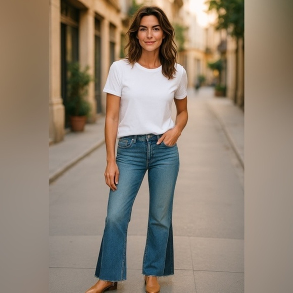 FRAME Le Crop Mini Boot Jean Raw Hem Austin Wash Womens 29 y2k urban streetwear